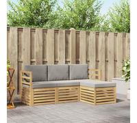 Teenpull Set di divani per esterni, 4 pezzi, bianco e grigio chiaro, in legno di acacia massiccio con superficie laccata resistente alle intemperie, per terrazza e giardino, con cuscini per seduta e