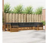 Teenpull Set di divani per esterni, 7 pezzi, con cuscini in legno di acacia massiccio naturale, antracite, set modulare per giardino, terrazza, piscina, superficie laccata e comodi cuscini