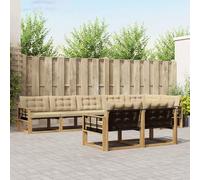 Teenpull Set di divani per esterni, 8 pezzi, bianco e beige, in legno di acacia massiccio, con cuscini, set da giardino resistente alle intemperie, per terrazza e giardino, per rilassarsi e stare in