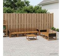 Teenpull Set di divani per esterni, 8 pezzi, in legno massiccio di acacia, con superficie resistente alle intemperie, design modulare e schienale a doghe di supporto, per giardino, terrazza, paesaggio