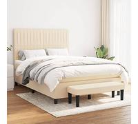 Teenpull Set di mobili a molle, 140 x 200 cm, letto imbottito con molle insacchettate, testiera regolabile e panca, rivestimento in tessuto crema per un sonno rilassato