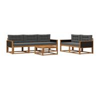 Teenpull Set di mobili per esterni in legno di acacia massiccio con cuscini, 6 pezzi, colore antracite, resistente alle intemperie, set da giardino, per terrazza e patio, atmosfera rilassata