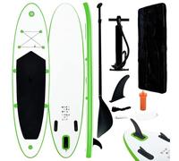 Teenpull Set di tavola da SUP gonfiabile, verde e bianco, con pagaia in alluminio, 360 x 81 x 10 cm, per stand up, paddling, surf, yoga, sport acquatici sul lago, mare, fiume, include pompa, borsa e