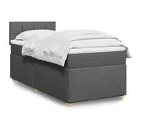 Teenpull Set letto a molle, grigio scuro, 80 x 200 cm, con materasso a molle insacchettate, testiera e sottostruttura, letto imbottito in tessuto resistente, camera da letto mobili con illuminazione a