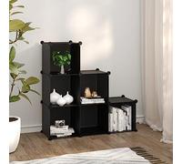 Teenpull Sistema di scaffalatura a 6 cubi, nero, pannelli in plastica PP, versatile organizer per casa, ufficio, camera degli studenti
