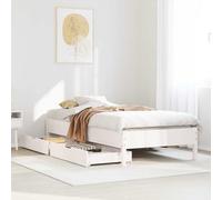 Teenpull Struttura in legno di pino massiccio, 100 x 200 cm, laccata bianca, con 2 pratici cassetti su ruote, stabile rete a doghe per un sonno riposante in camera da letto