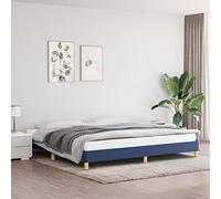 Teenpull Struttura letto blu 200 x 200 cm, tessuto imbottito in 100% poliestere per un sonno riposante, stabile piattaforma letto con rete a doghe, mobile robusto senza materasso