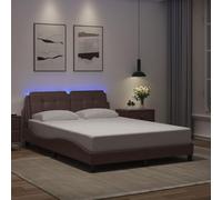 Teenpull Struttura letto con illuminazione a LED, 120 x 200 cm, marrone, in similpelle, design ondulato, robuste doghe in compensato, serie Zara, mobili moderni per camera da letto