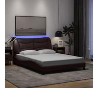 Teenpull Struttura letto con illuminazione a LED, marrone scuro, 140 x 200 cm, in tessuto, telaio stabile con testiera, moderna camera da letto per un sonno riposante, senza materasso (187 caratteri)