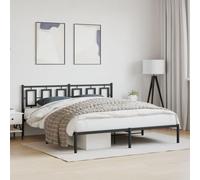 Teenpull Struttura letto con testiera, metallo nero, 183 x 213 cm, robusta piattaforma letto per materassi, spazio extra, facile da montare
