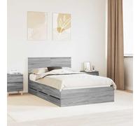 Teenpull Struttura letto in legno grigio Sonoma Engineers, 120 x 190 cm, con 6 cassetti, per camera da letto, set di mobili per camera da letto, design moderno, robusto, per soggiorno, sala da pranzo
