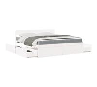 Teenpull Struttura letto in legno massello bianco 180 x 200 cm con 4 cassetti, materasso a molle insacchettate integrato e rete a doghe per camera da letto