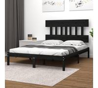 Teenpull Struttura letto in legno massello nero, 140 x 190 cm, in robusto legno di pino, stabile telaio del letto con testiera, moderna per camera da letto per la casa, piattaforma ideale