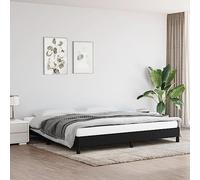 Teenpull Struttura letto in tessuto nero, 200 x 200 cm, design moderno con piattaforma imbottita senza materasso, robusto telaio del letto con doghe in compensato per un sonno profondo e riposante