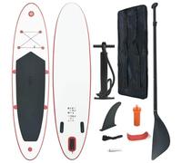 Teenpull Tavola da surf gonfiabile in rosso e bianco, con pagaia in alluminio e pinne, per principianti e adulti, sport acquatici sul lago, mare, fiume, campeggio, vacanze, con borsa per il trasporto
