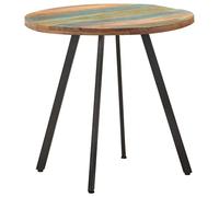 Teenpull Tavolo da pranzo 80 cm, in legno massello, rotondo con base in ferro nero, ideale per sala da pranzo, soggiorno, appartamento