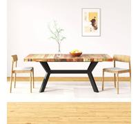 Teenpull Tavolo da pranzo in legno massello, 180 x 90 x 76 cm, struttura in acciaio a forma di croce, realizzato a mano, design industriale, per cucina e sala da pranzo