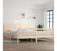 Teenpull Telaio del letto in legno massello di pino 200 x 200 cm, struttura in legno naturale non trattato con testiera, stabile camera da letto per il supporto e il sonno riposante