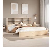 Teenpull Telaio del letto in legno massello di pino con testiera, 180 x 200 cm, telaio del letto per camera da letto, mobili con piattaforma stabile con rete a doghe, molto spazio senza materasso