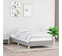 Teenpull Telaio letto 90 x 200 cm, grigio chiaro imbottito con rivestimento in tessuto resistente, telaio stabile come piattaforma senza materasso, telaio per camera da letto per un sonno riposante