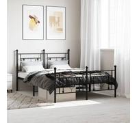 Teenpull Telaio letto con testiera e pediera, in metallo nero, 140 x 190 cm, robusta struttura in acciaio per il supporto del materasso, spazio aggiuntivo, facile da montare