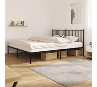 Teenpull Telaio letto con testiera in metallo nero 180 x 200 cm, robusto telaio in acciaio per camera da letto, spazio extra, facile da montare, supporto stabile