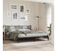 Teenpull Telaio letto con testiera in robusto metallo nero, adatto per materassi da 183 x 213 cm, telaio stabile con rete a doghe, ideale per mobili da letto, design moderno e spazio di archiviazione.