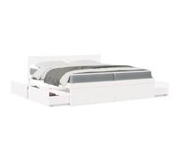 Teenpull Telaio letto in legno di pino massiccio, 200 x 200 cm, con 4 cassetti, 2 materassi a molle insacchettate, set completo per camera da letto