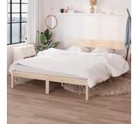 Teenpull Telaio letto in legno massello 160 x 200 cm in legno di pino non trattato, robusto telaio matrimoniale con testiera, robusta piattaforma a doghe, arredamento moderno per camera da letto senza