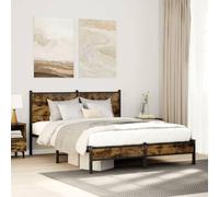 Teenpull Telaio letto in metallo 140 x 200 cm, robusto telaio in acciaio, effetto affumicato, senza materasso, con testiera e spazio aggiuntivo, stabile rete a doghe