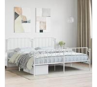 Teenpull Telaio letto in metallo bianco 200 x 200 cm con testiera e poggiapiedi, robusto telaio in acciaio per il supporto del materasso e spazio aggiuntivo in camera da letto