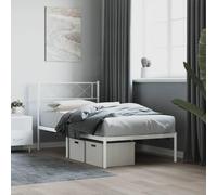 Teenpull Telaio letto in metallo bianco 75 x 190 cm con testiera, robusto letto in acciaio senza materasso, stabile rete a doghe, ampio spazio per camera da letto