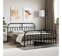 Teenpull Telaio letto in metallo nero 180 x 200 cm, robusto letto matrimoniale con testiera, poggiapiedi e piattaforma per camera da letto, mobile stabile senza materasso, offre spazio aggiuntivo
