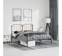 Teenpull Telaio letto in metallo nero 183 x 213 cm, robusto letto matrimoniale con testiera e poggiapiedi, alto spazio di archiviazione, stabile piattaforma a doghe per camera da letto