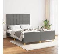 Teenpull Telaio letto moderno 140 x 190 cm, grigio scuro, telaio letto in tessuto imbottito con testiera regolabile, struttura stabile per camera da letto, mobili senza materasso (172 caratteri)