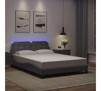 Teenpull Telaio letto moderno Zara grigio 140 x 200 cm ecopelle design ondulato con illuminazione a LED per camera da letto senza materasso
