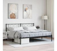 Teenpull Telaio letto nero con testiera in metallo verniciato a polvere, robusto telaio letto 180 x 200 cm per camera da letto, letto matrimoniale stabile con rete a doghe, spazio sotto il letto