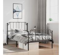 Teenpull Telaio per letto, 100 x 200 cm, nero, in metallo, con testiera e pediera integrate, robusta piattaforma per mobili da camera da letto, base stabile per materassi