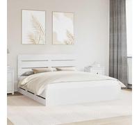 Teenpull Telaio per letto con cassetti, bianco, in legno, 200 x 200 cm, set di mobili per camera da letto, con contenitore e rete a doghe, per soggiorno, sala da pranzo, comfort e ordine