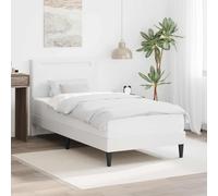 Teenpull Telaio per letto con strisce luminose a LED, bianco, 90 x 200 cm, in ecopelle, robusta rete a doghe, ampio spazio di archiviazione, comoda testiera, ideale per camera da letto e camera dei