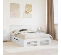 Teenpull Telaio per letto con testiera, bianco, 140 x 200 cm, in legno, moderno set di mobili per camera da letto, con linee pulite, per soggiorno e sala da pranzo, elegante gruppo di posti a sedere e