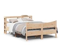 Teenpull Telaio per letto in legno di pino non trattato con testiera, letto stabile 140 x 190 cm, design piattaforma per camera da letto, mobili base inclusa rete a doghe