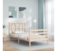 Teenpull Telaio per letto in legno di pino non trattato con testiera, robusto telaio come piattaforma per camera da letto, stabile e durevole, 100 x 200 cm