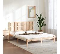 Teenpull Telaio per letto in legno massello di pino 150 x 200 cm non trattato, letto matrimoniale con testiera, struttura robusta per materassi, elegante camera da letto.