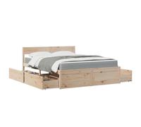 Teenpull Telaio per letto in legno massello di pino 160 x 200 cm, con materasso a molle insacchettate e 4 cassetti, set di mobili per letto con spazio per camera da letto, base stabile