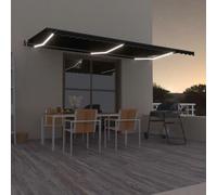 Teenpull Tenda da sole automatica con LED e sensore del vento antracite, 600 x 350 cm, telaio in alluminio verniciato a polvere, tessuto in poliestere resistente ai raggi UV e all'acqua, retrattile