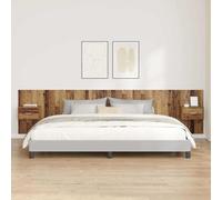 Teenpull Testiera con armadio e cassetti in legno anticato, 337 x 32,5 x 80 cm, set da 3 pezzi con comodini, montaggio a parete, per camera da letto, camera degli ospiti, camera dei ragazzi