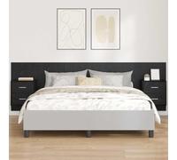 Teenpull Testiera con armadio, effetto rovere nero, 257 x 32,5 x 80 cm, set da 3 pezzi con 2 comodini, montabile, salvaspazio, per camera da letto, camera degli ospiti
