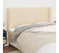 Teenpull Testiera con orecchie, crema, 163 x 23 x 118/128 cm, tessuto, regolabile in altezza per telaio del letto, gambe in legno robuste, comodo supporto durante la lettura