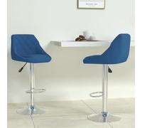 Teenpull Velvet Bar Stools Set di 2, Blue Adjustable Swivel Counter Height Chairs for Kitchen Dining Room Island